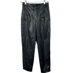 Zara Black Faux Leather Pants size S Straight Leg High Rise